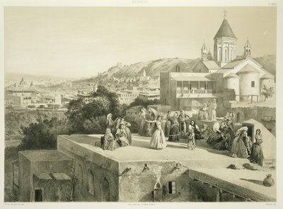 The Terraces of Tiflis, Georgia, plate 34 from a book on the Caucasus, engraved by Laurens, published by Alfred Leon Lemercier, Paris, 1847 by Grigori Grigorevich Gagarin